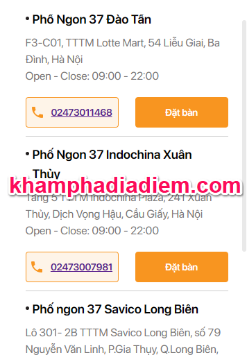 quán ăn trưa ngon tại quận Ba Đình